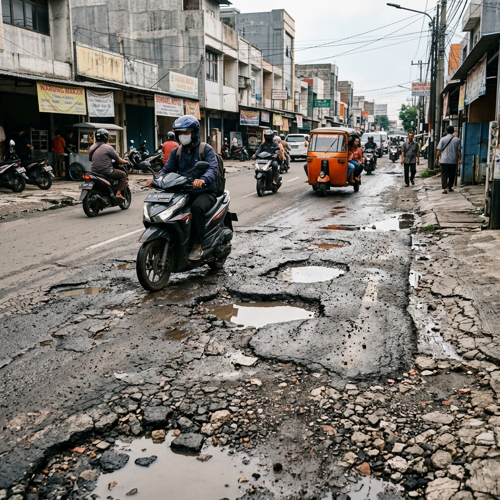 Dokumentasi kerusakan jalan yang dilaporkan warga melalui SIGAP